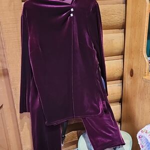 Talbots Deep Purple Velvet Jumpsuit